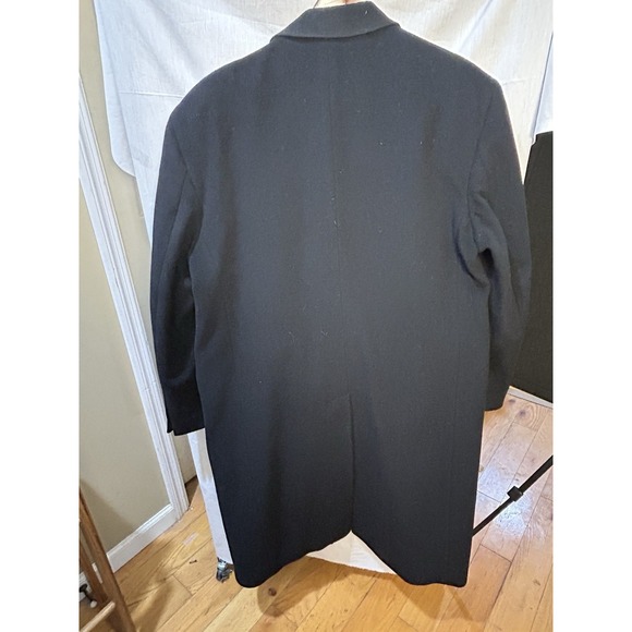Silver Cloud Long Wool Cashmere Overcoat Mens Size 42 R Black Distinguished Chic - Picture 5 of 8